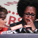 Alleged victim Charlotte Fox is consoled by attorney Gloria Allred (left) during a press conference in New York Aug. 20, 2015, with new alleged victims in the Bill Cosby scandal.
Rob Kim/Getty Images